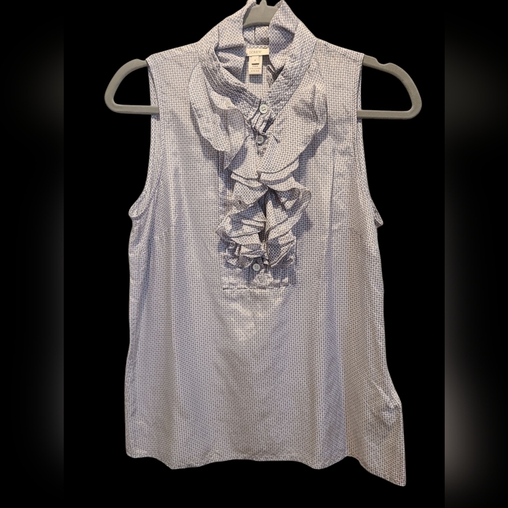 J. Crew Sleeveless Silk And Cotton Blend Ruffle Top Size 4